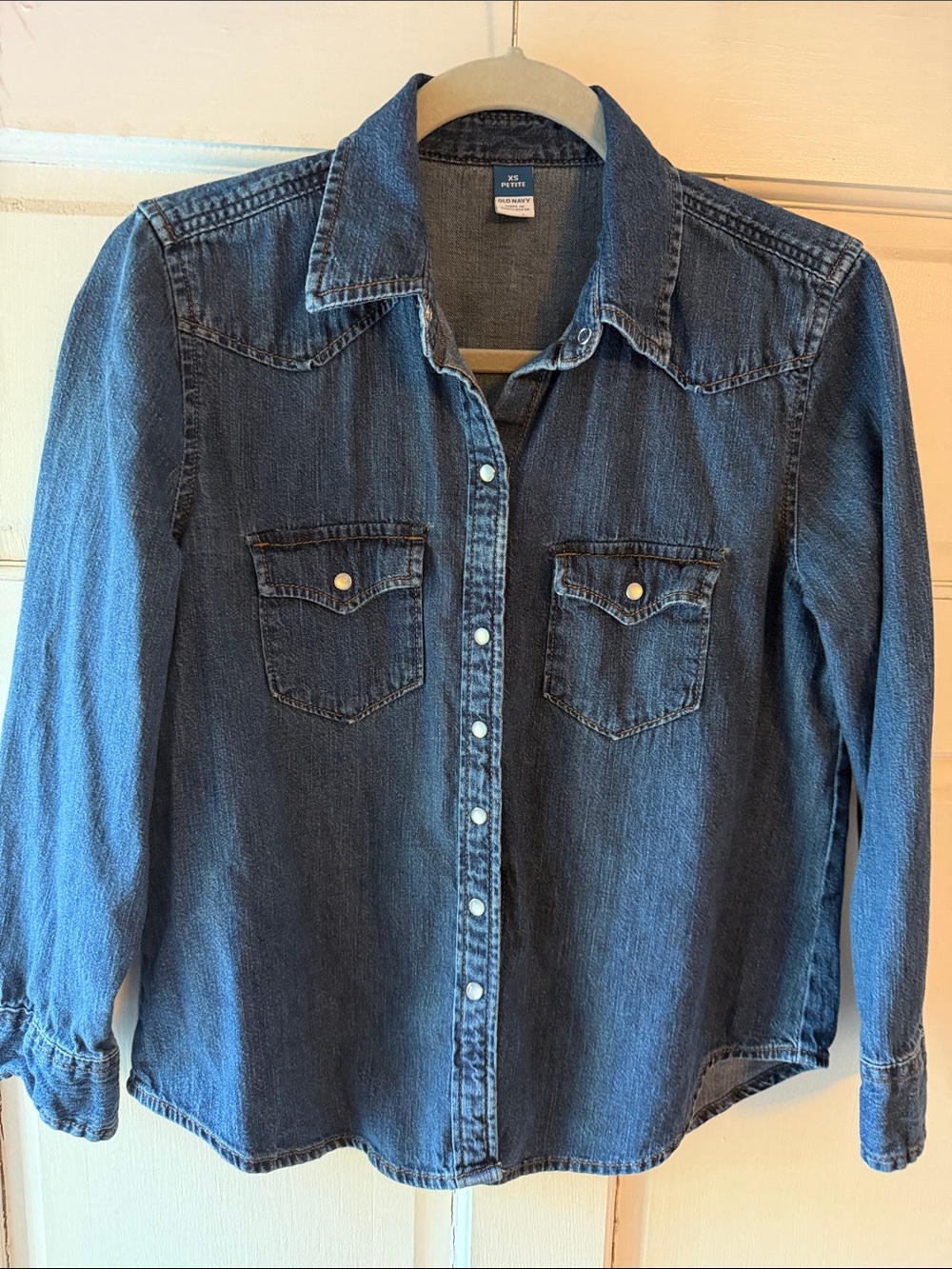 Old Navy Dark Blue Denim Button-Down Shirt